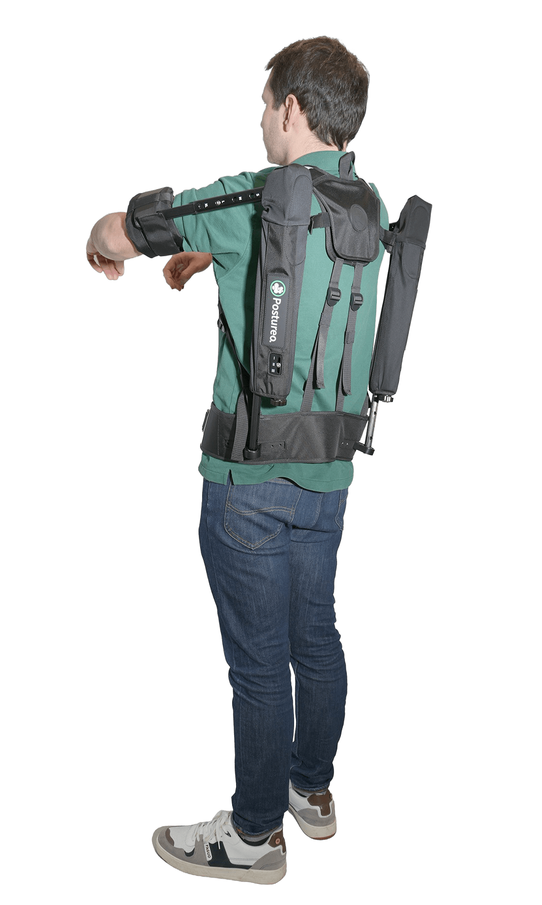 Exosquelette Paulette porté avec les bras levés